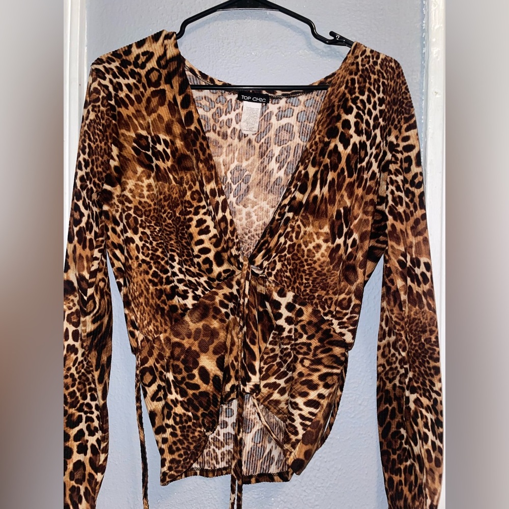 Top Chic Animal print wrap shirt